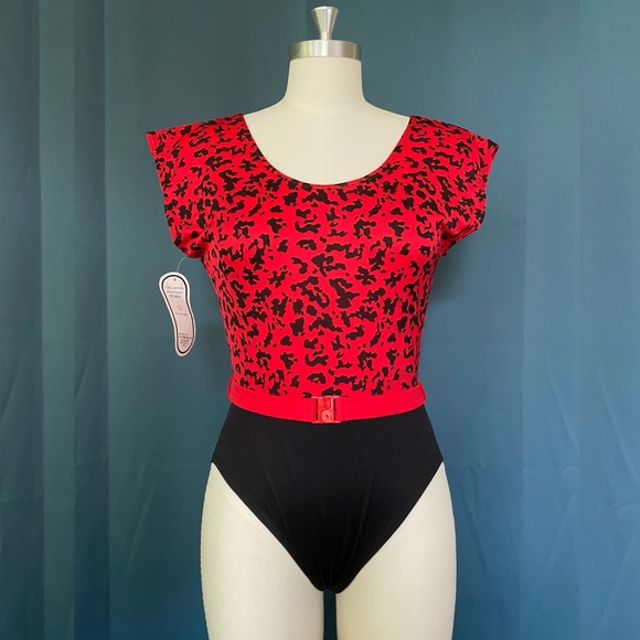 Vintage Tops Vintage Deadstock 8s Leopard Jazzercise Leotard One